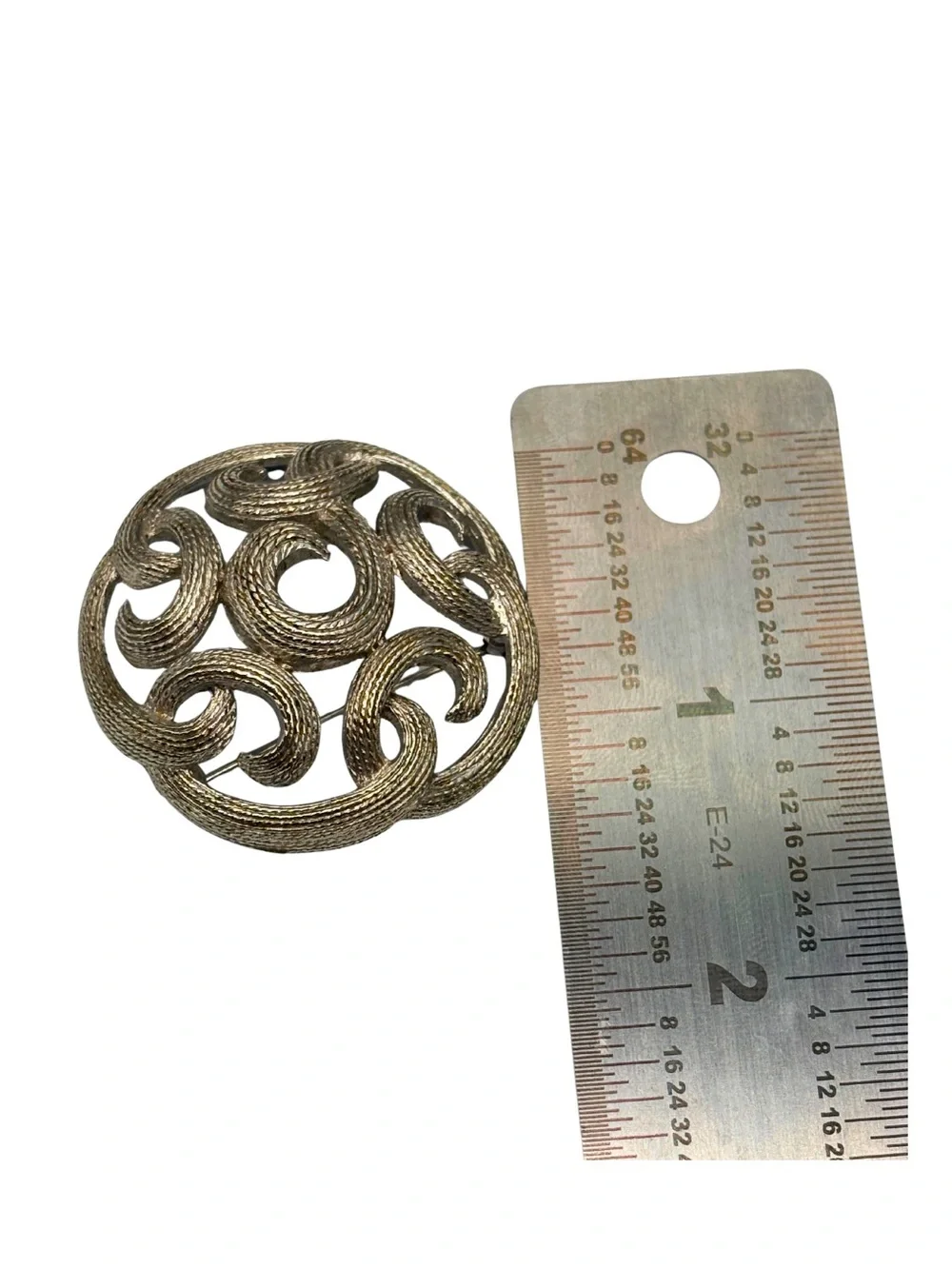 Trifari Gold-Tone Openwork Swirl Round Brooch